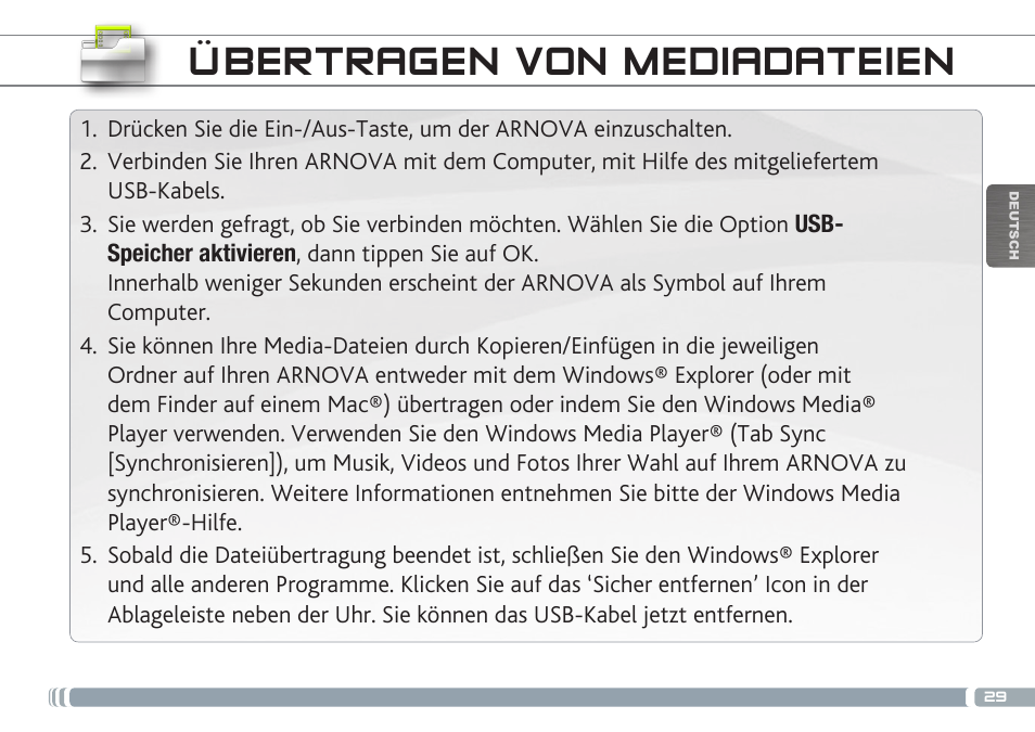 Übertragen von mediadateien | ARNOVA GBOOK User Manual | Page 29 / 82