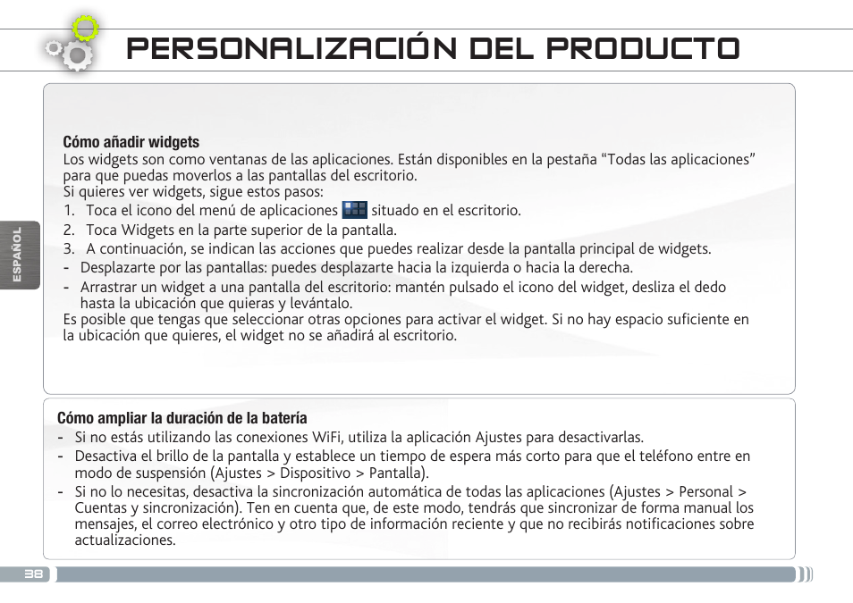 Personalización del producto | ARNOVA GBOOK User Manual | Page 38 / 82