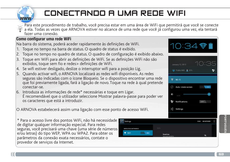 Conectando a uma rede wifi | ARNOVA GBOOK User Manual | Page 63 / 82