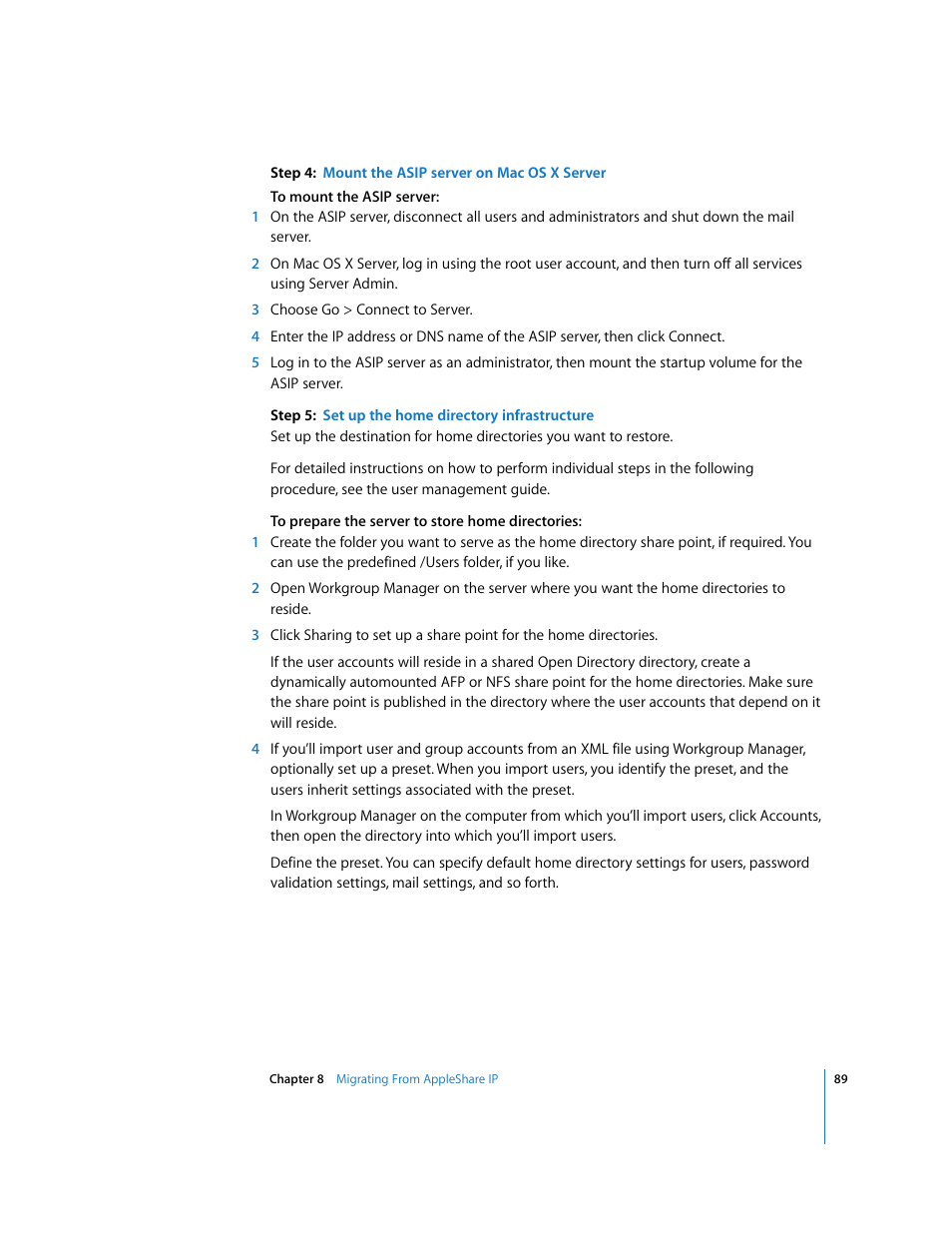 Apple Mac OS X Server (Upgrading and Migrating For Version 10.4 or Later) User Manual | Page 89 / 97