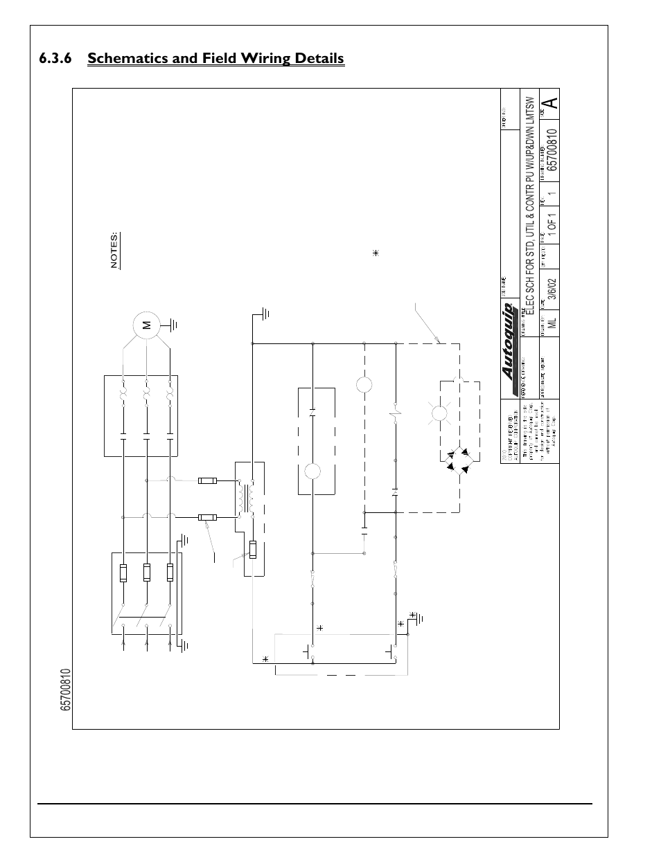 6 schematics and field wiring details | Autoquip SUPER TITAN DOUBLE LONG User Manual | Page 40 / 52