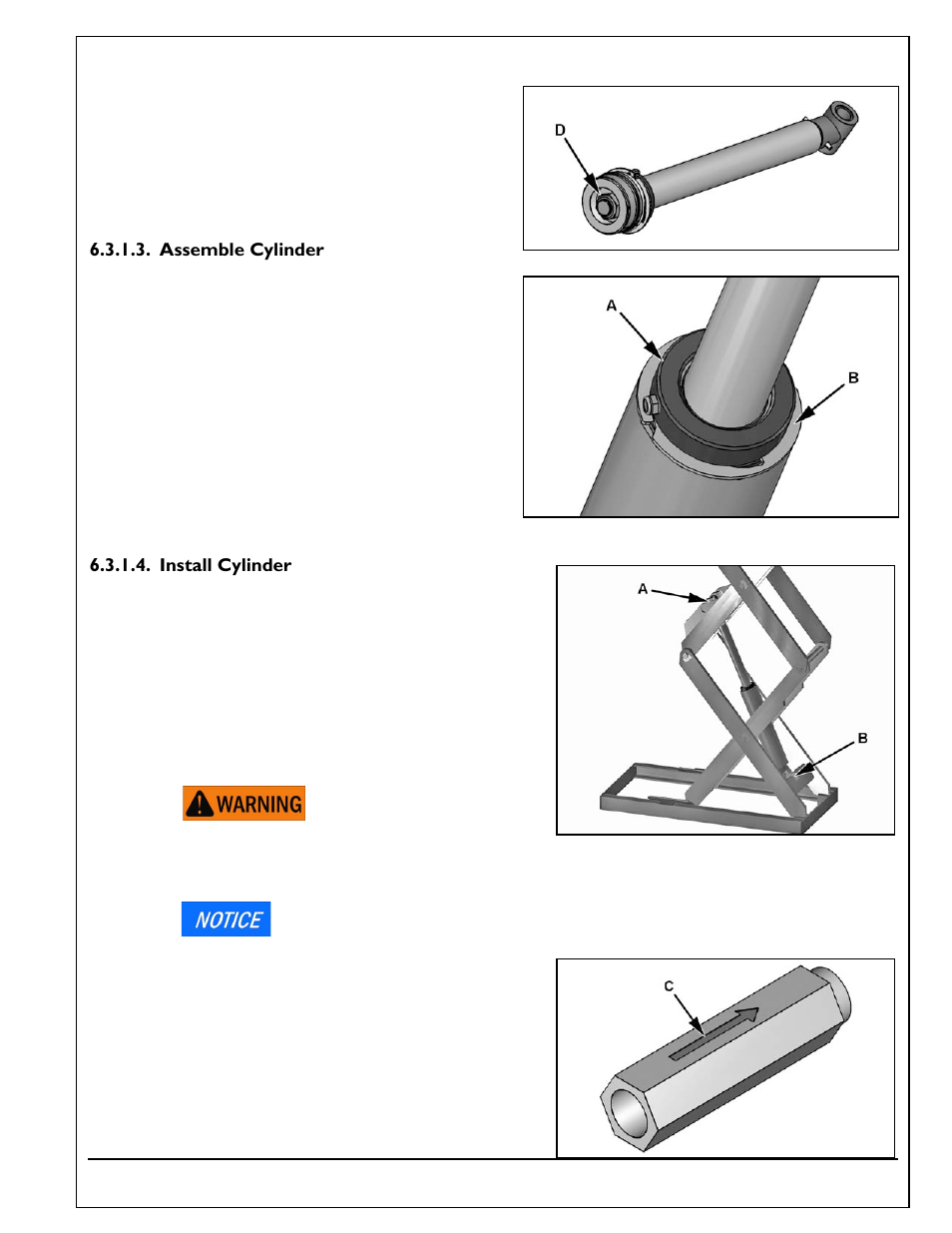 Assemble cylinder, Install cylinder | Autoquip TORKLIFT T2 DOUBLE PANTOGRAPH User Manual | Page 25 / 38