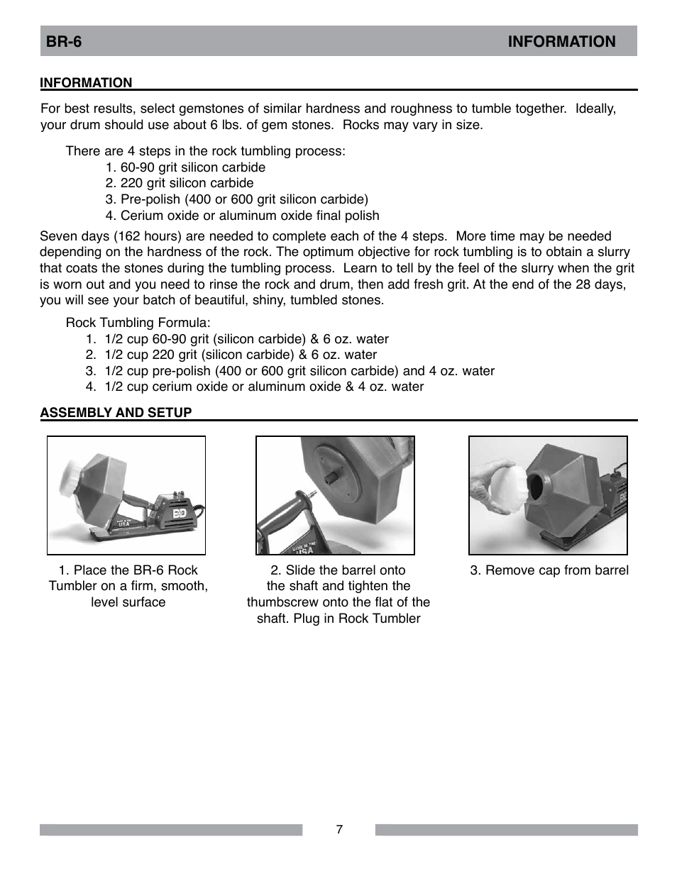 Barranca Diamond BR-6 Rotary Rock Tumbler User Manual | Page 7 / 16