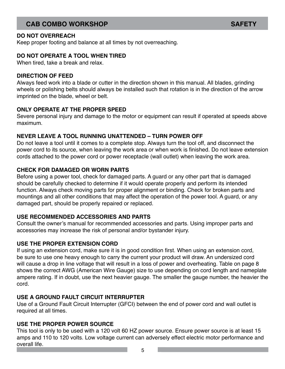 Barranca Diamond CAB COMBO WORKSHOP User Manual | Page 5 / 40