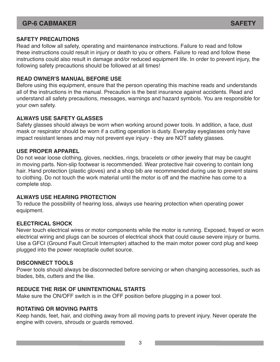 Barranca Diamond GP-6 Cabmaker User Manual | Page 3 / 40