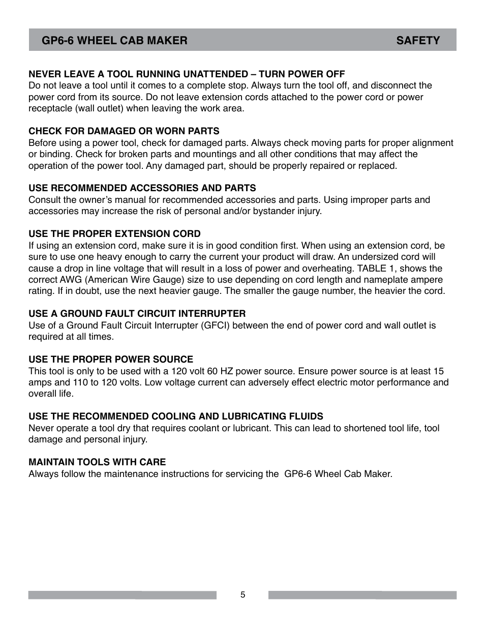 Barranca Diamond GP6-6 Wheel Cab Maker User Manual | Page 5 / 36