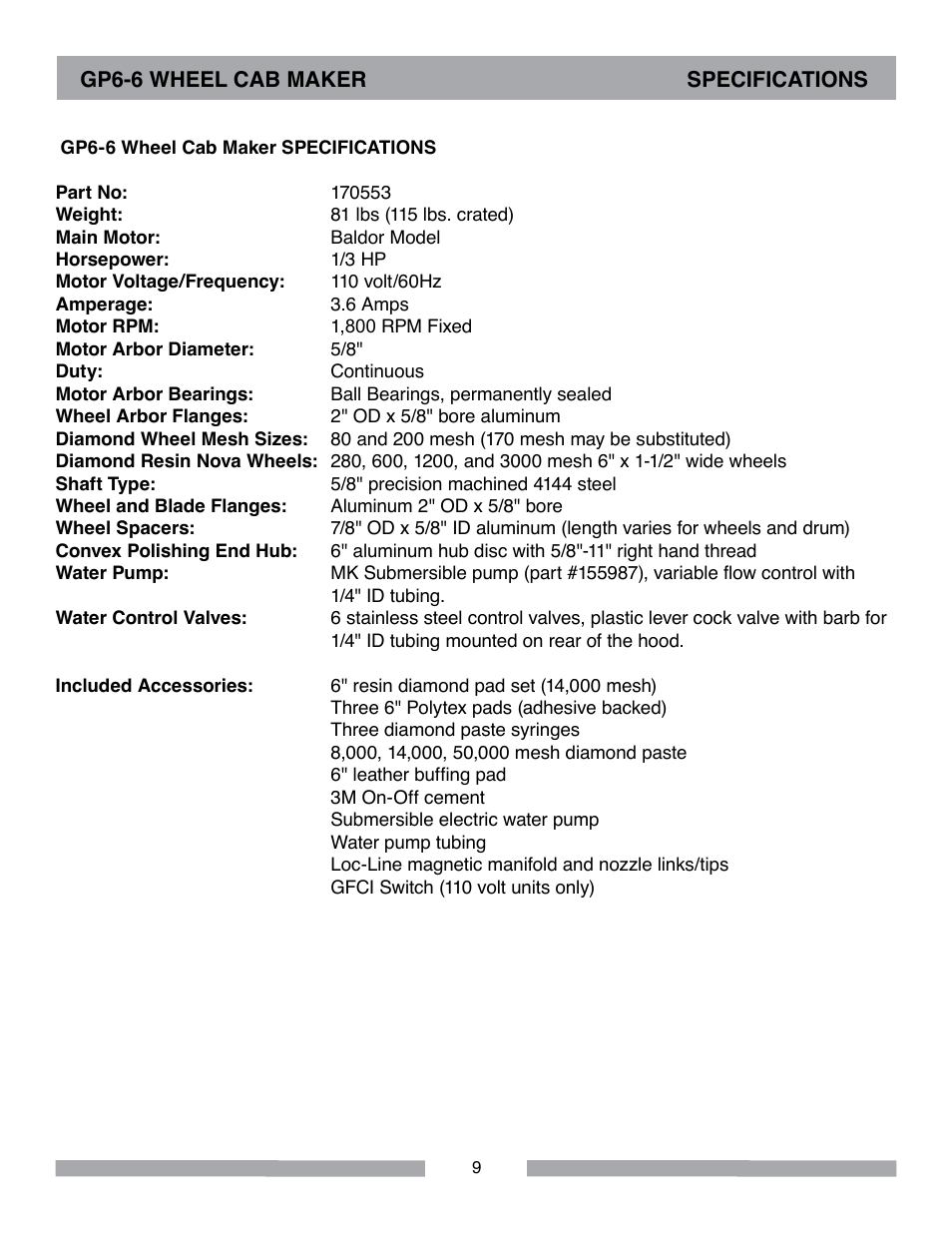 Barranca Diamond GP6-6 Wheel Cab Maker User Manual | Page 9 / 36