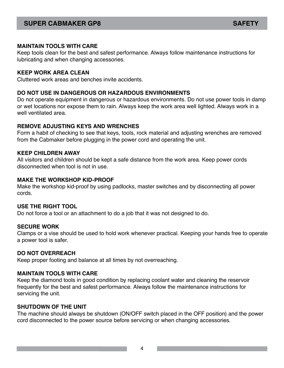 Barranca Diamond SUPER CABMAKER-GP8 User Manual | Page 4 / 32