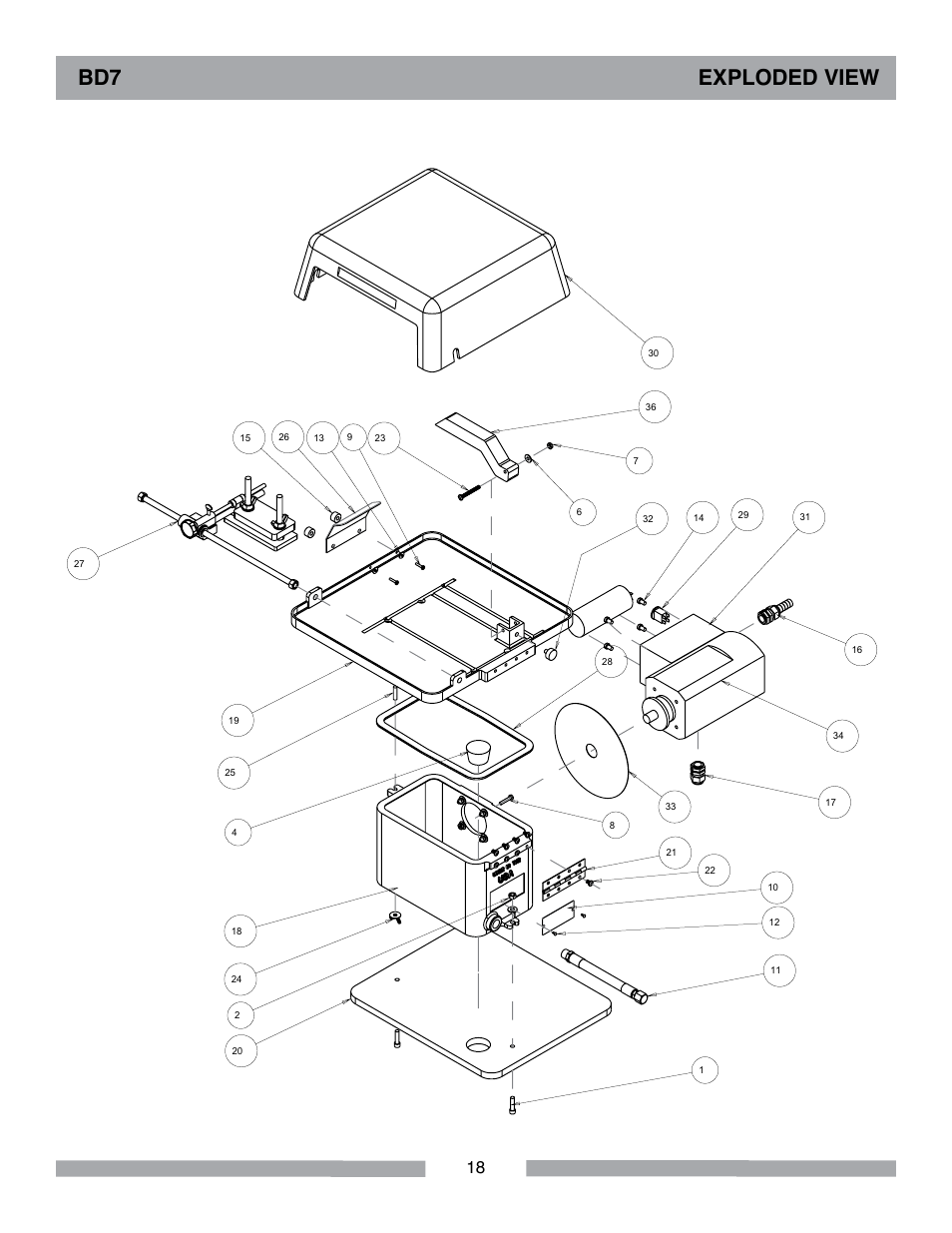 Bd7 exploded view | Barranca Diamond BD7 Trim Saw User Manual | Page 18 / 28