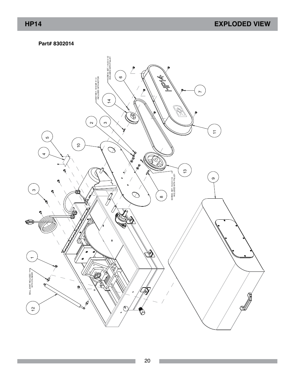 Hp14 exploded view | Barranca Diamond HP14 Slab Saw User Manual | Page 20 / 32