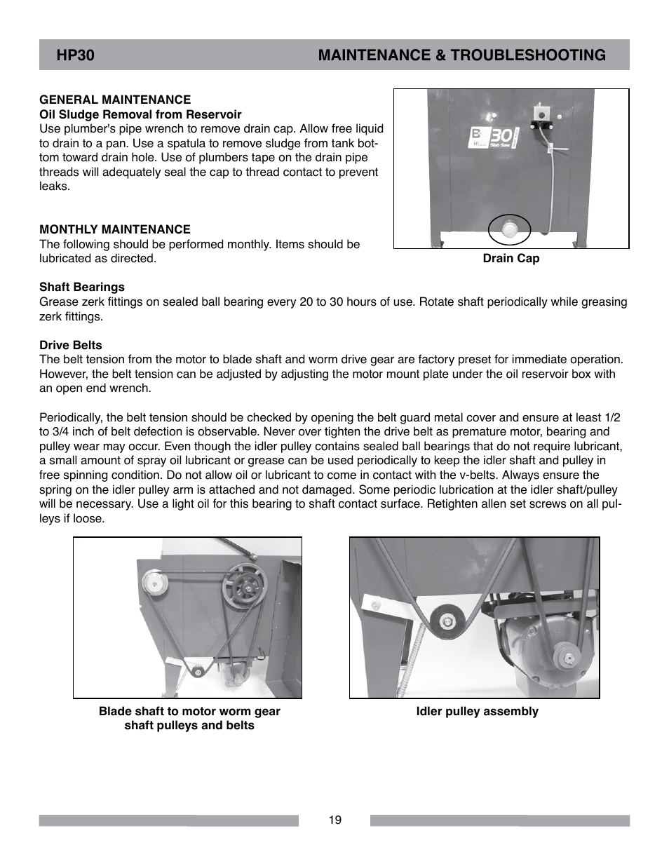 Hp30 maintenance & troubleshooting | Barranca Diamond HP30 Slab Saw User Manual | Page 19 / 32