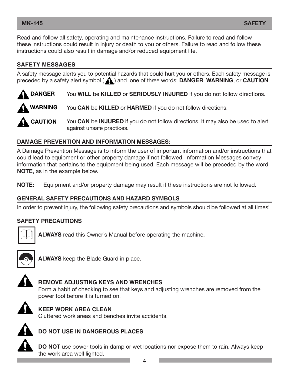 Barranca Diamond MK-145 Tile Saw User Manual | Page 4 / 32