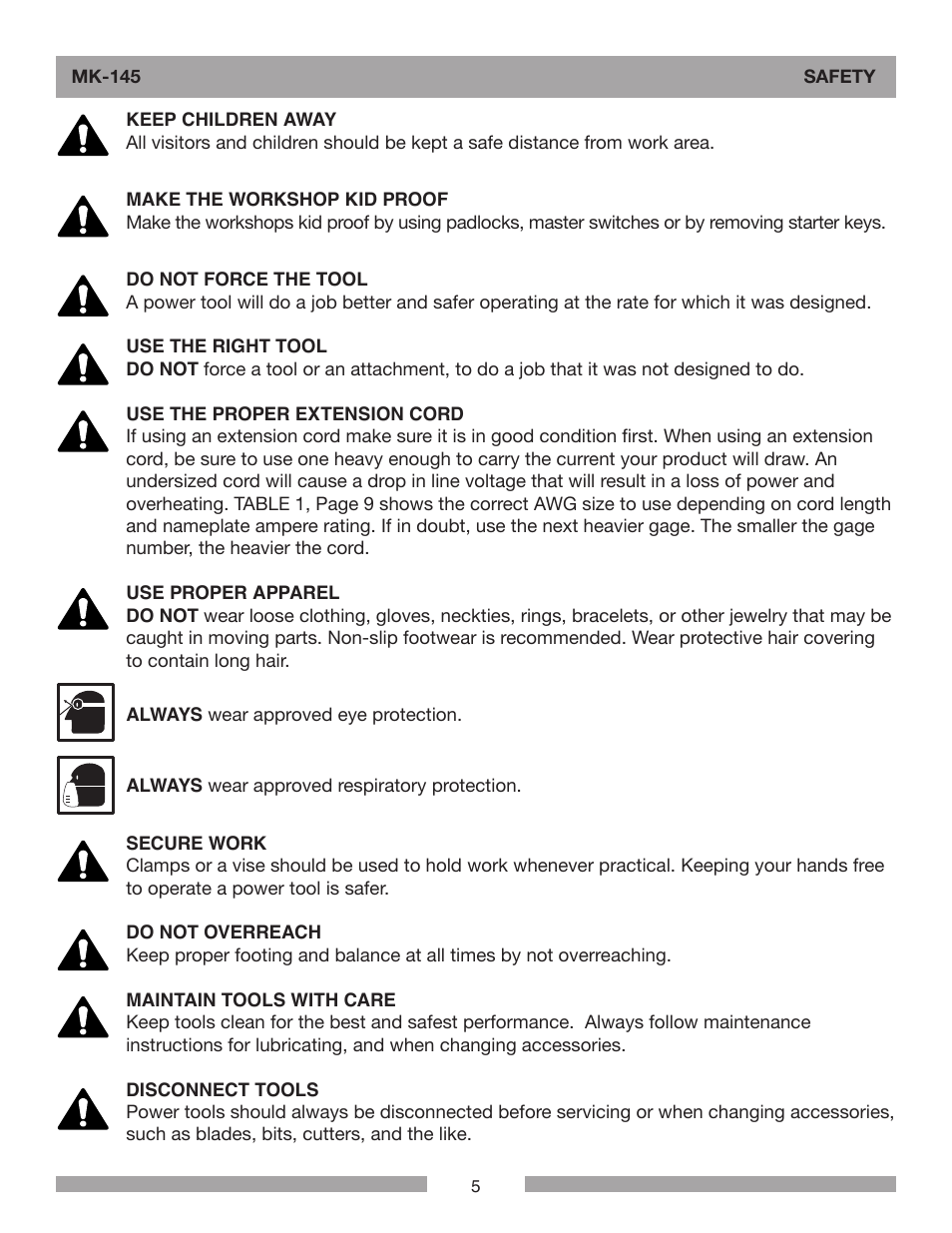 Barranca Diamond MK-145 Tile Saw User Manual | Page 5 / 32