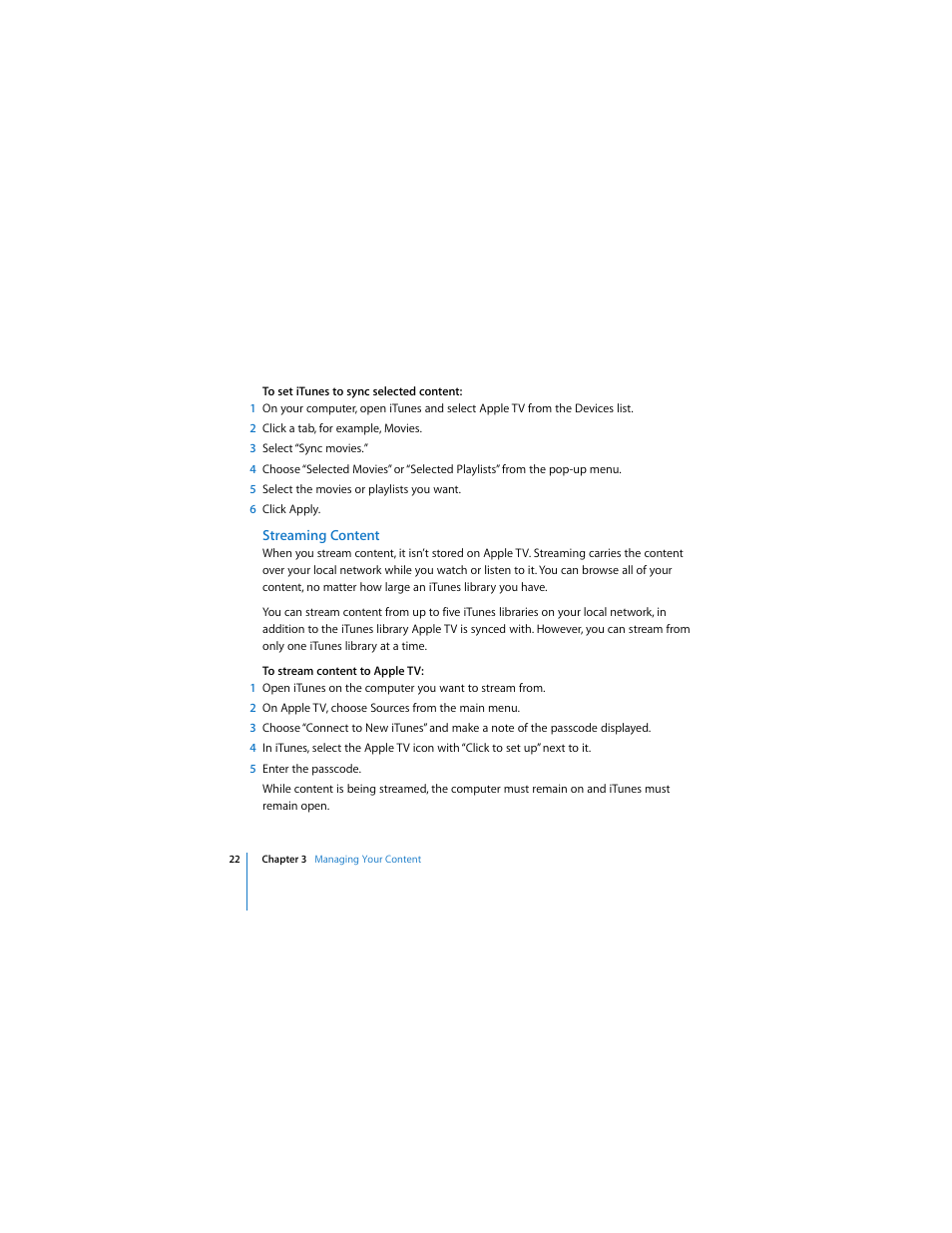 Streaming content | Apple TV User Manual | Page 22 / 48