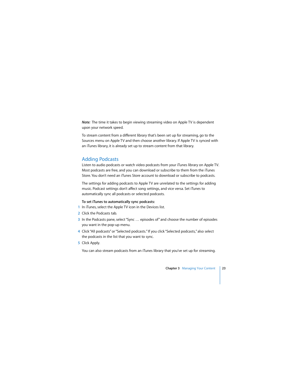 Adding podcasts | Apple TV User Manual | Page 23 / 48