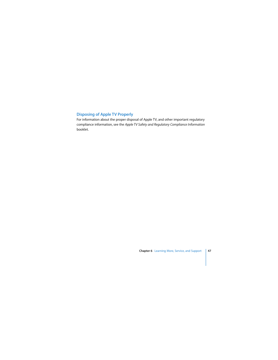 Disposing of apple tv properly | Apple TV User Manual | Page 47 / 48