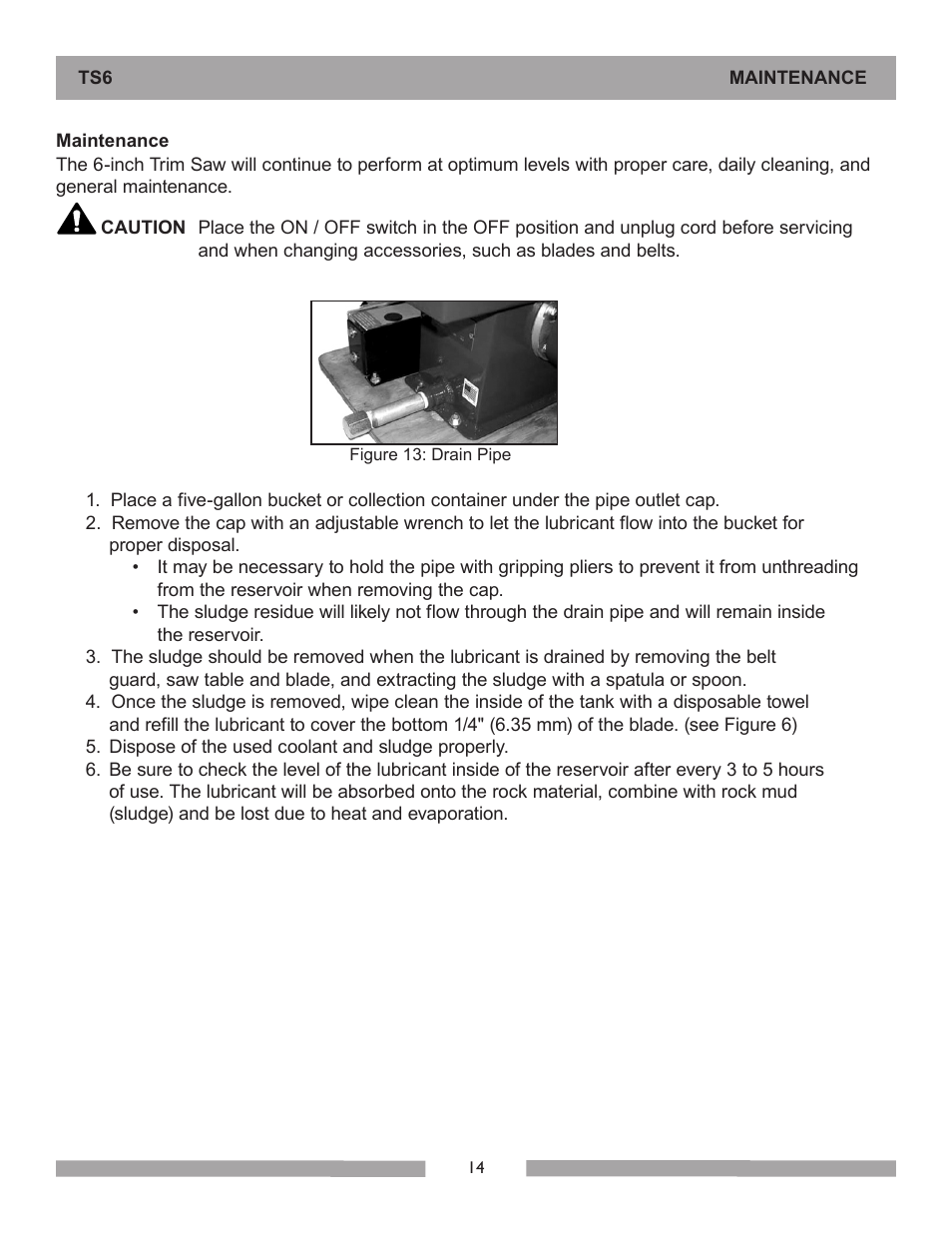 Barranca Diamond 6-inch TS6 Trim Saw User Manual | Page 14 / 24