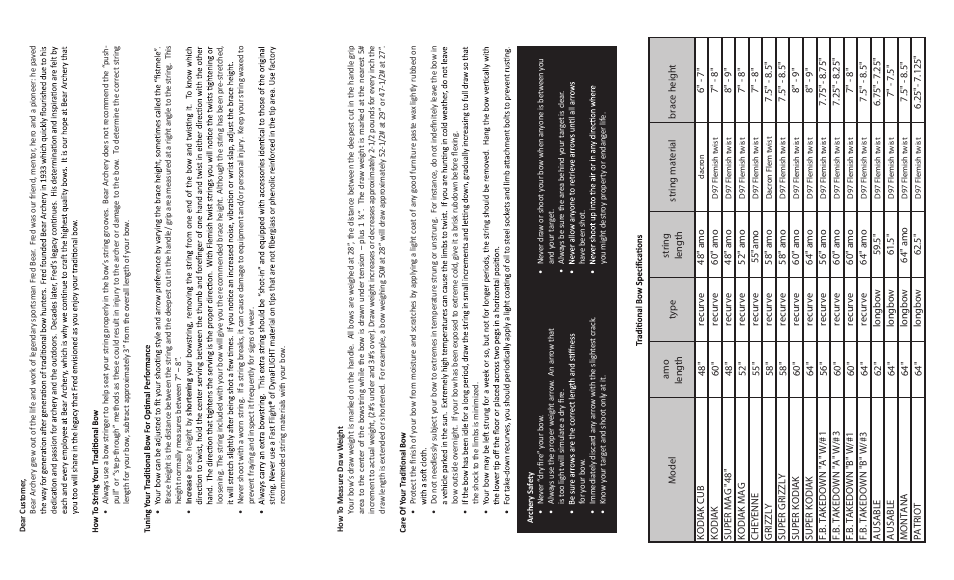 Bear Archery Traditional Bow 2014 User Manual | Page 2 / 2