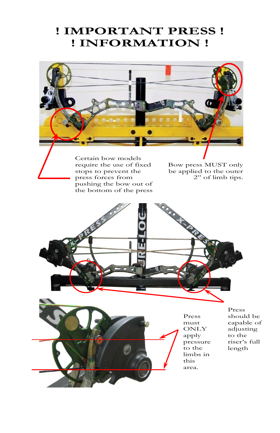 Important press ! ! information | Bear Archery Compound Bow 2011 User Manual | Page 5 / 28