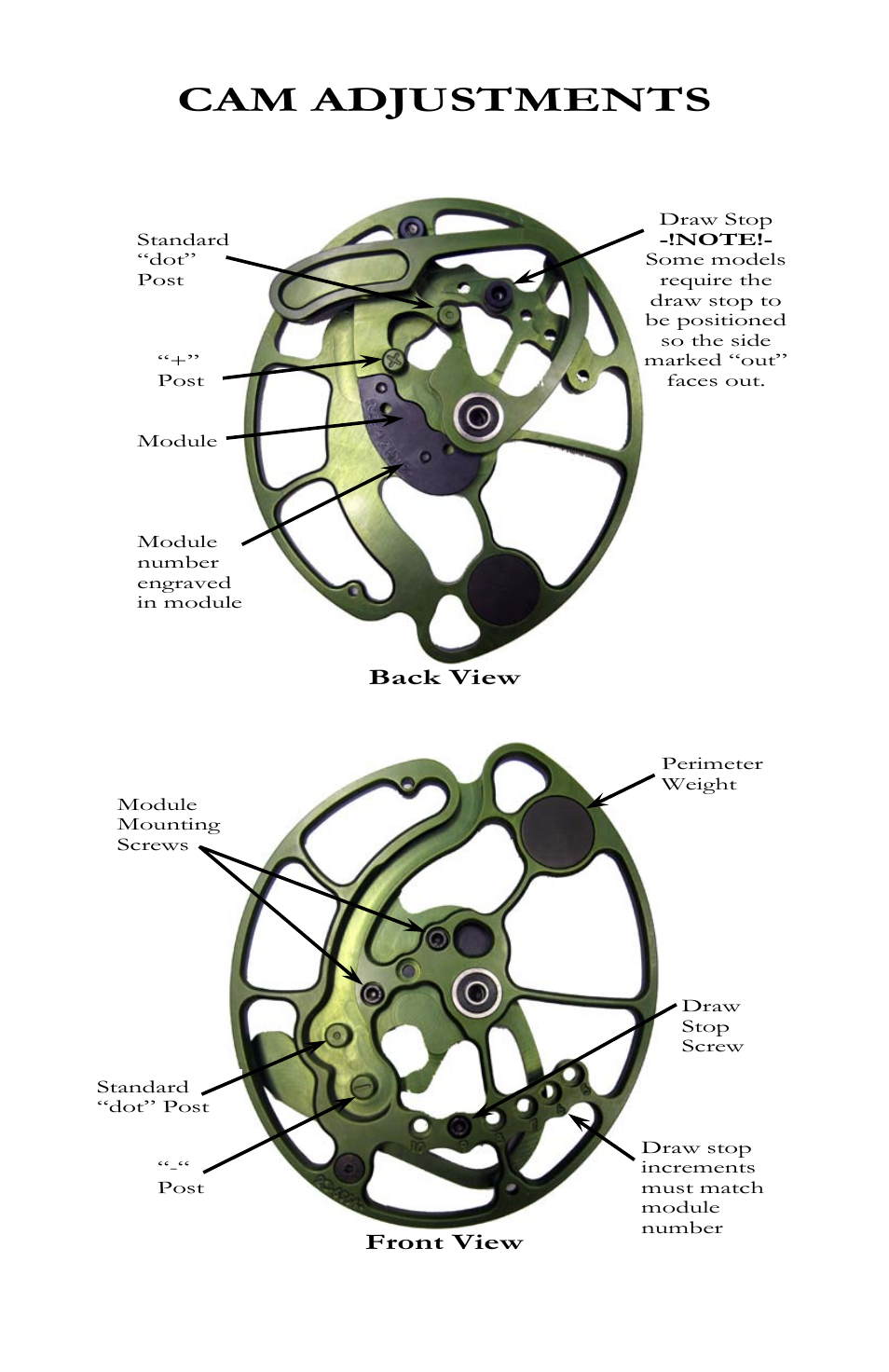 Cam adjustments | Bear Archery Compound Bow 2010 User Manual | Page 15 / 26