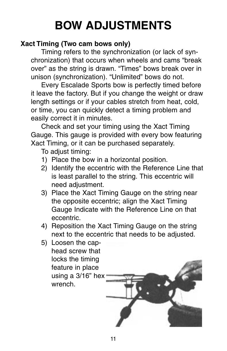 Bow adjustments | Bear Archery Compound Bow 2004 User Manual | Page 11 / 40