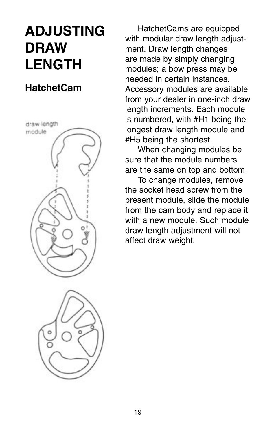 Adjusting draw length | Bear Archery Compound Bow 2004 User Manual | Page 19 / 40