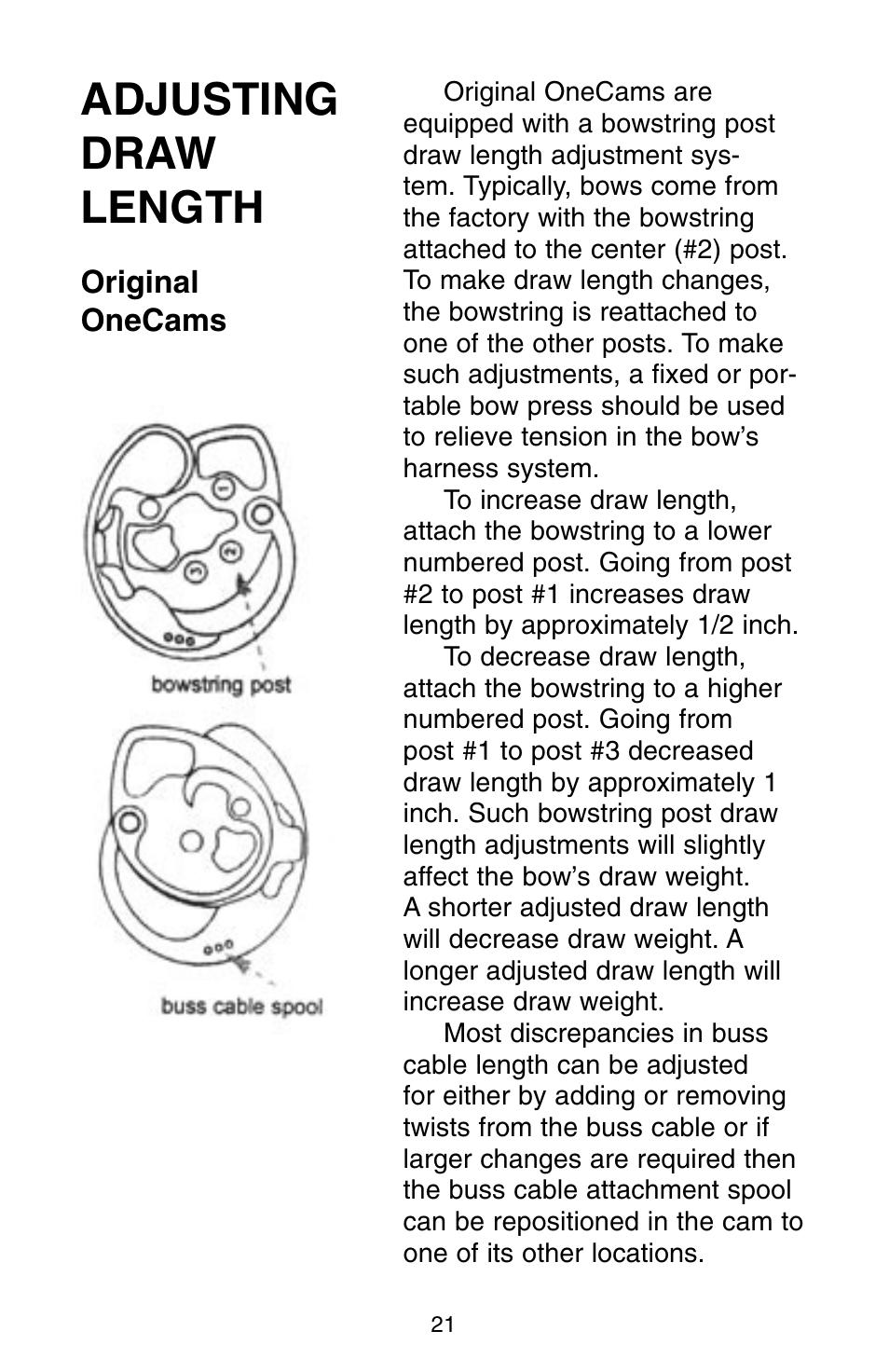 Adjusting draw length | Bear Archery Compound Bow 2004 User Manual | Page 21 / 40