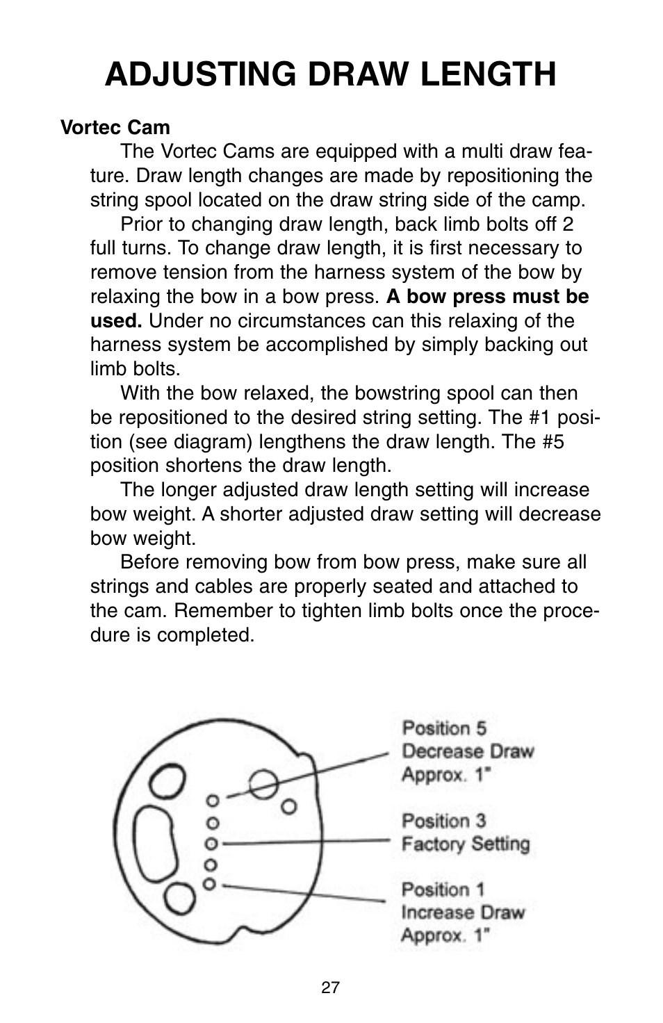 Adjusting draw length | Bear Archery Compound Bow 2004 User Manual | Page 27 / 40