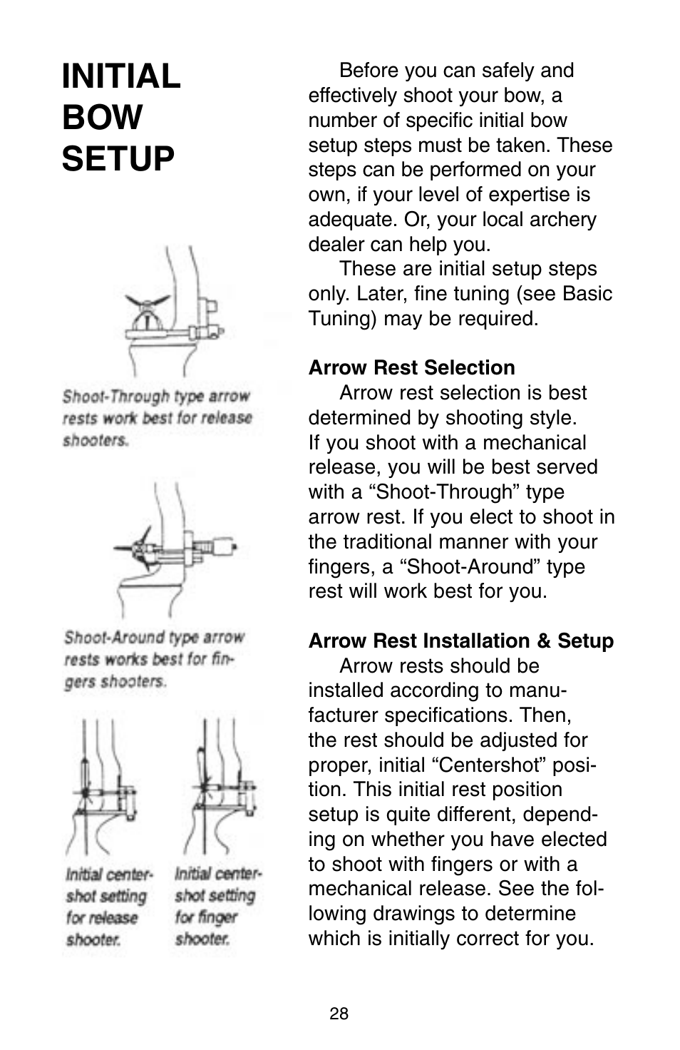 Initial bow setup | Bear Archery Compound Bow 2004 User Manual | Page 28 / 40