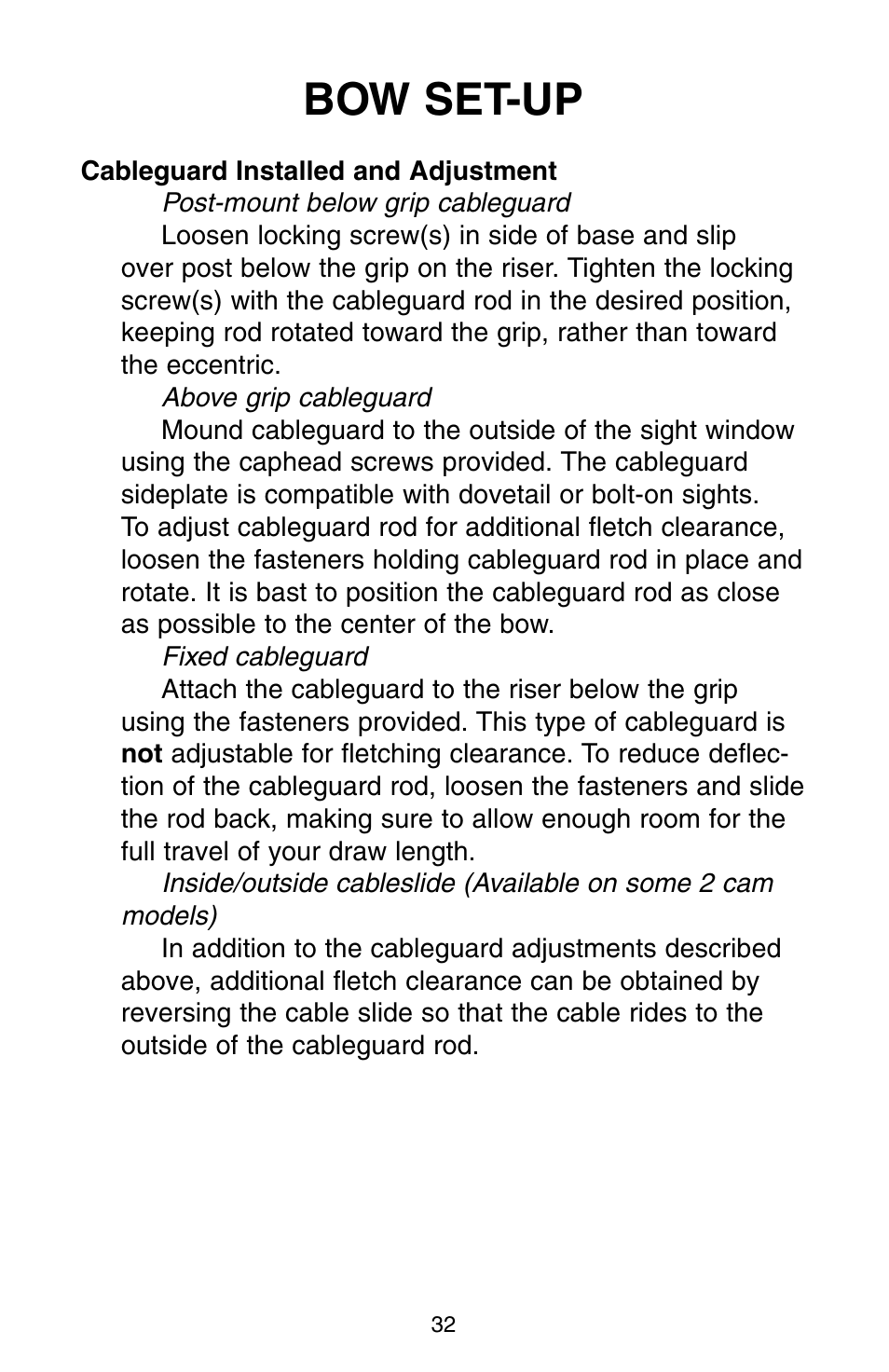 Bow set-up | Bear Archery Compound Bow 2004 User Manual | Page 32 / 40