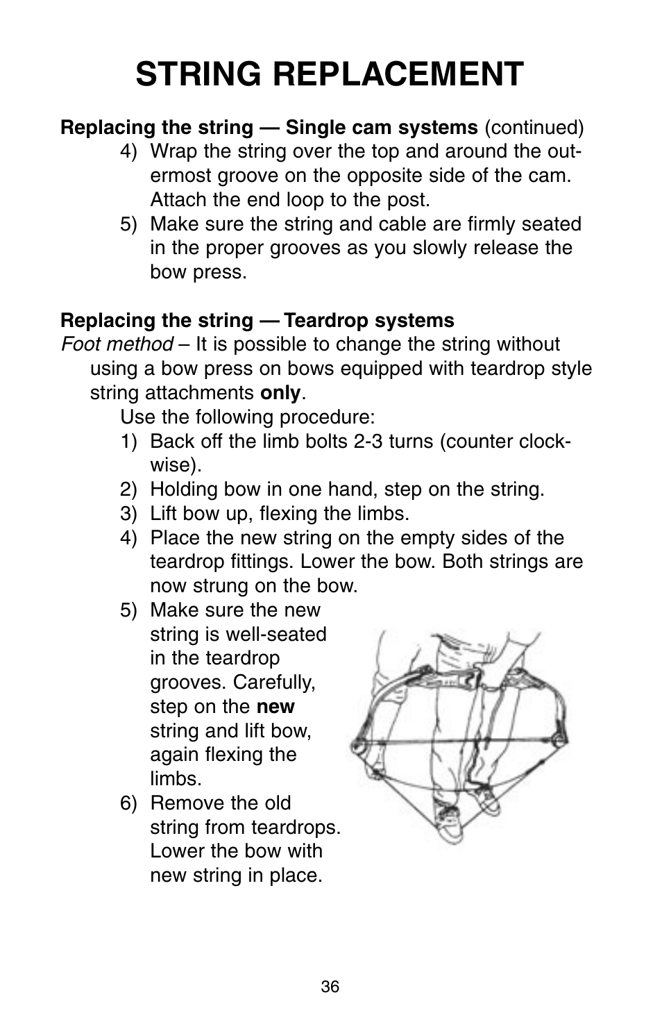 String replacement | Bear Archery Compound Bow 2004 User Manual | Page 36 / 40