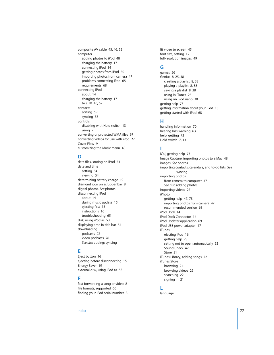 Apple iPod nano User Manual | Page 77 / 80