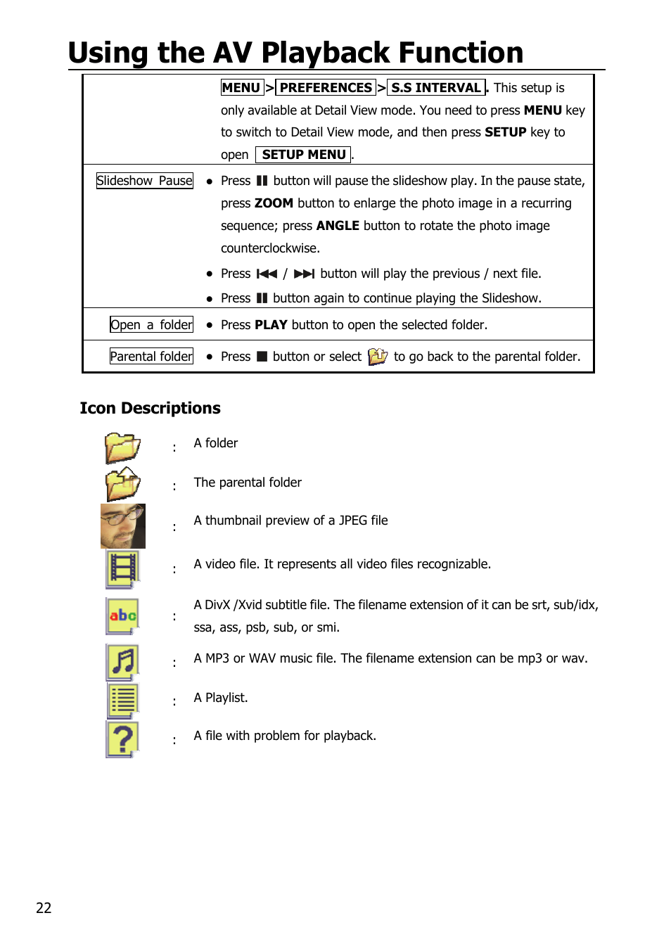 Using the av playback function | Mobile Video HDD HV356T User Manual | Page 26 / 48