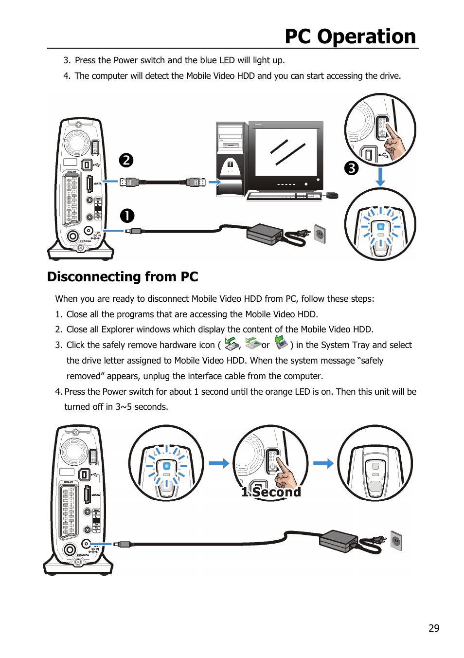 Pc operation, Np o | Mobile Video HDD HV356T User Manual | Page 33 / 48