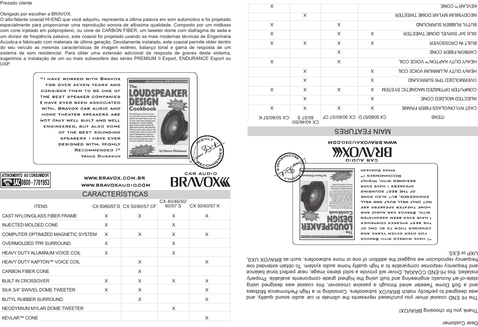 Bravox Linha Coaxiais Hi-End e Silver ч.1 User Manual | 1 page