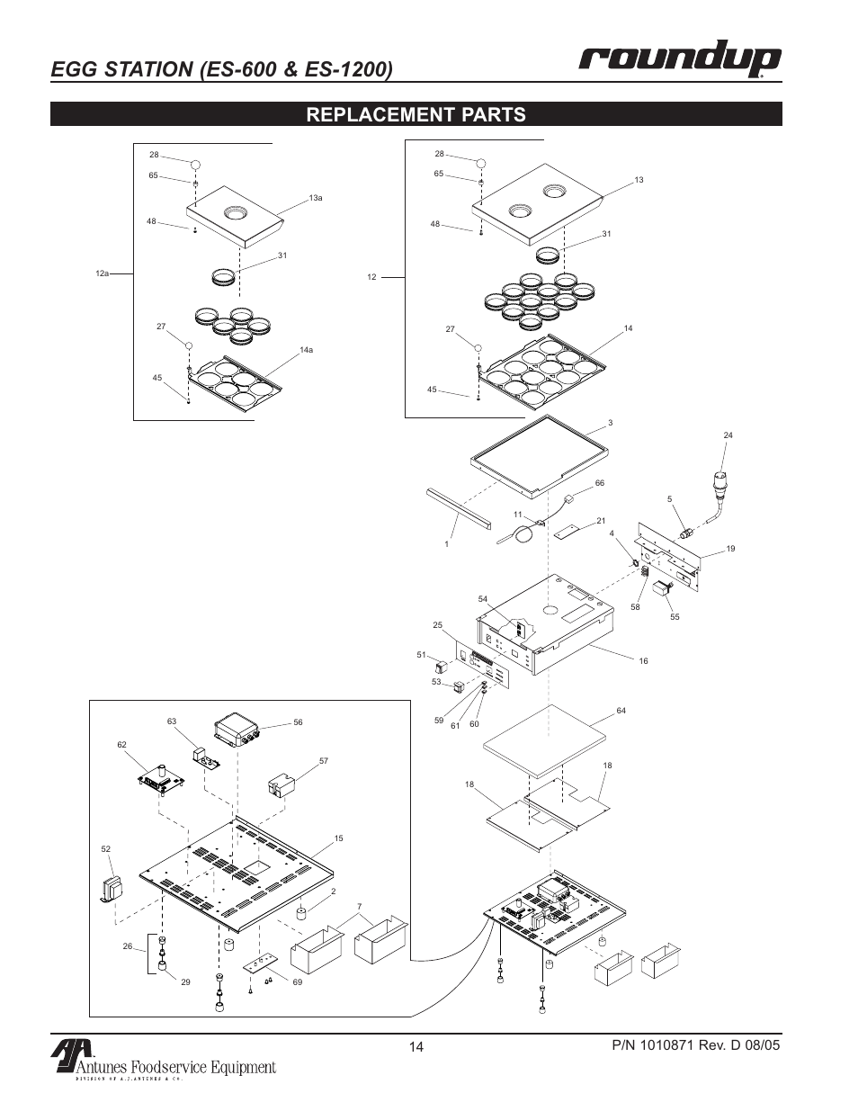 Replacement parts | Antunes, AJ 9300584 User Manual | Page 14 / 16