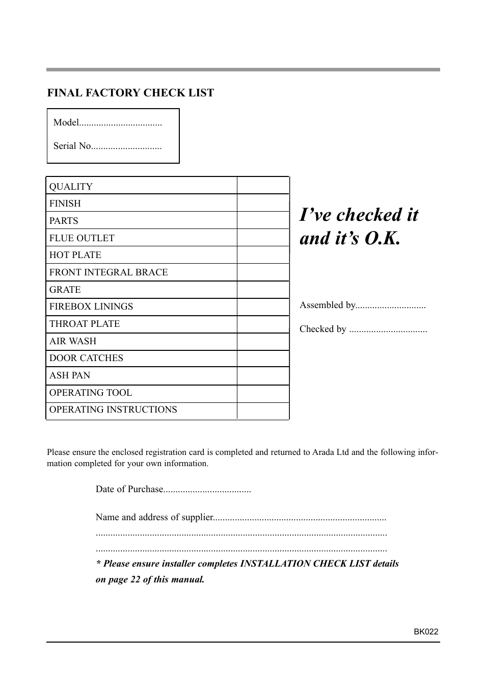 I’ve checked it and it’s o.k | Aarrow Fires Tf 70 User Manual | Page 28 / 28