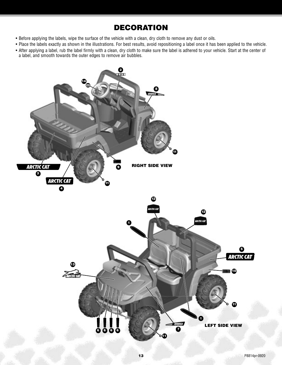 Decoration | Arctic Cat MONSTER TRACTION P8814 User Manual | Page 13 / 25