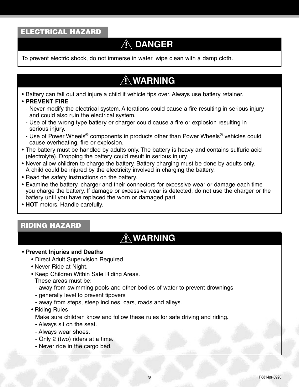 Warning, Danger | Arctic Cat MONSTER TRACTION P8814 User Manual | Page 3 / 25