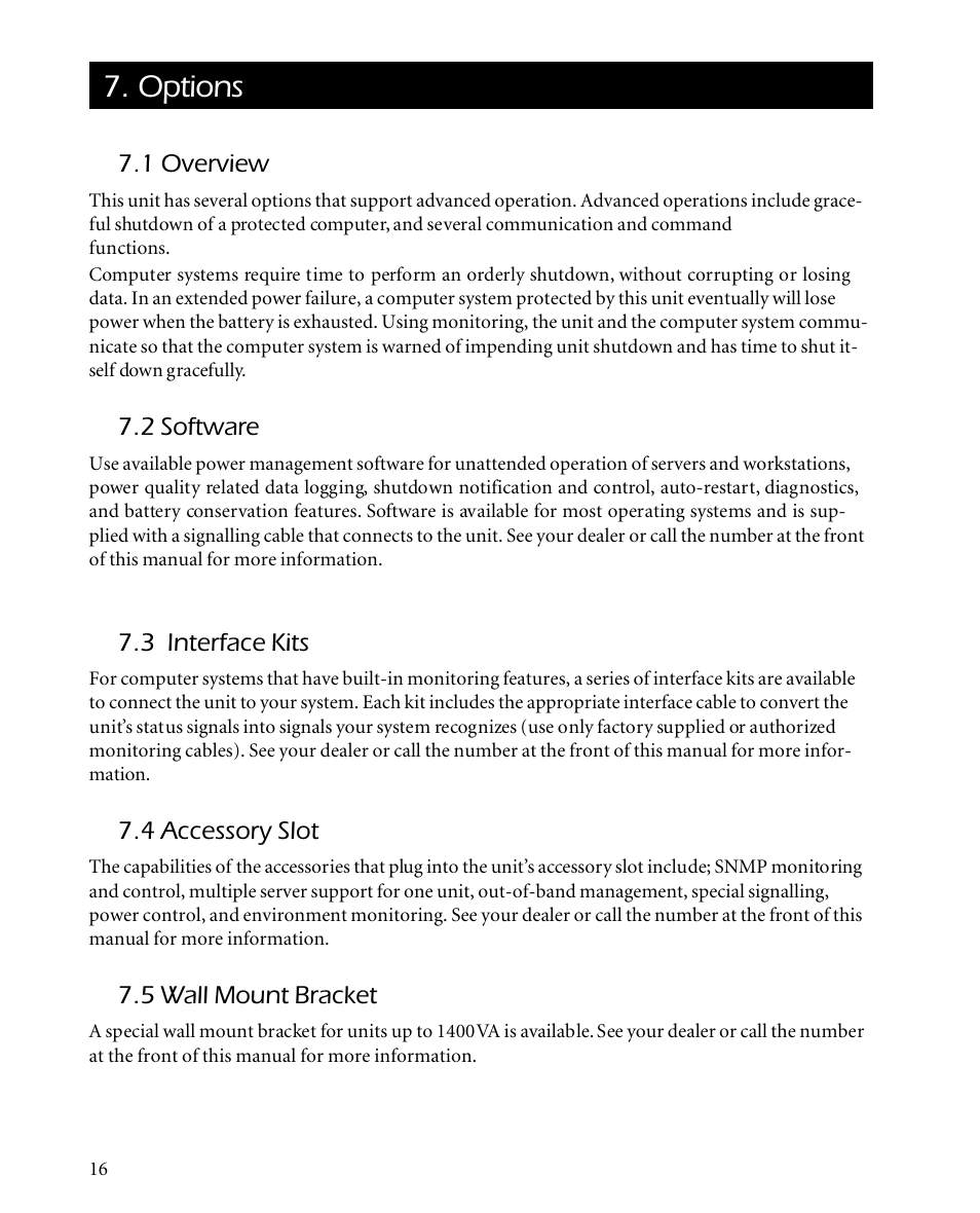 Options | APC SMARTUPS Smart-UPS 700 User Manual | Page 20 / 60