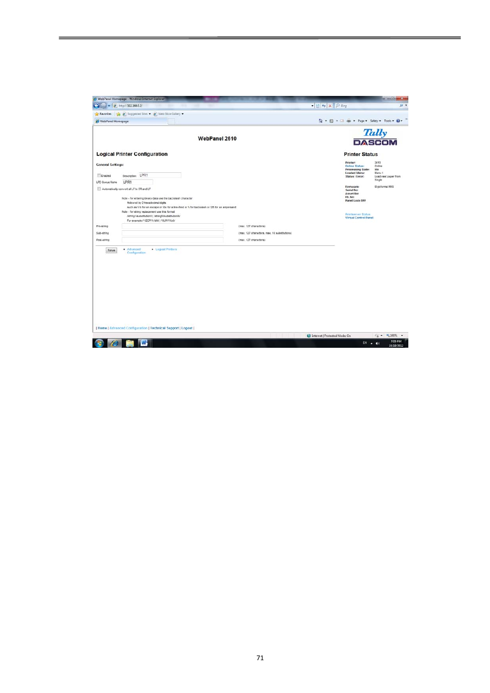 25 string replacement example plain text, Tally dascom 2610 | Dascom 2600 User Guide User Manual | Page 84 / 129