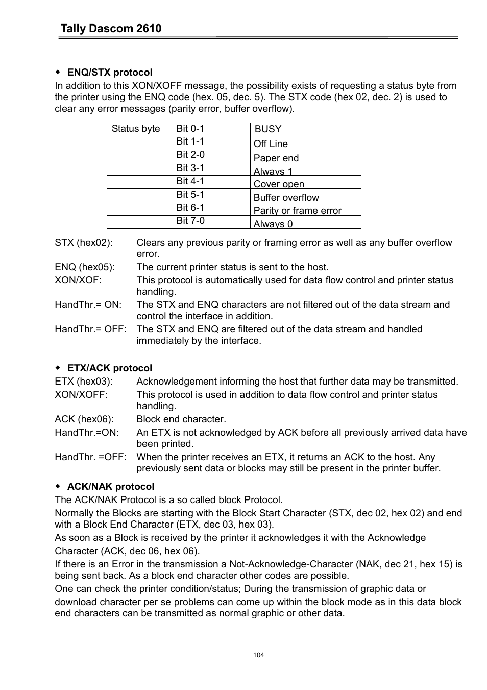 Tally dascom 2610 | Dascom 2600 User Guide User Manual | Page 117 / 133