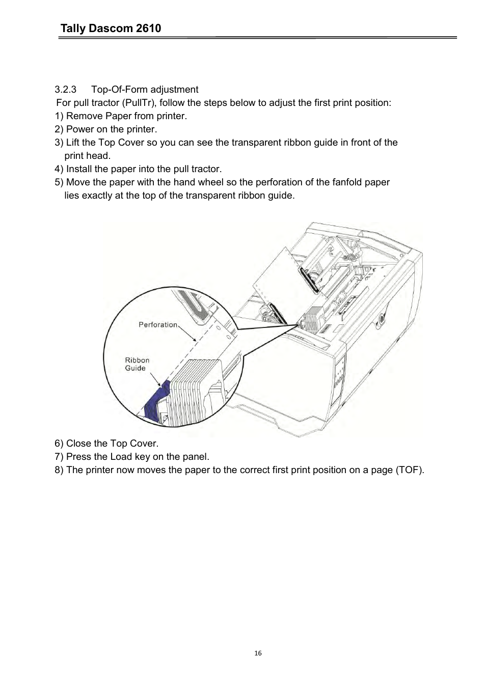 3 top-of-form adjustment, Tally dascom 2610 | Dascom 2600 User Guide User Manual | Page 29 / 133