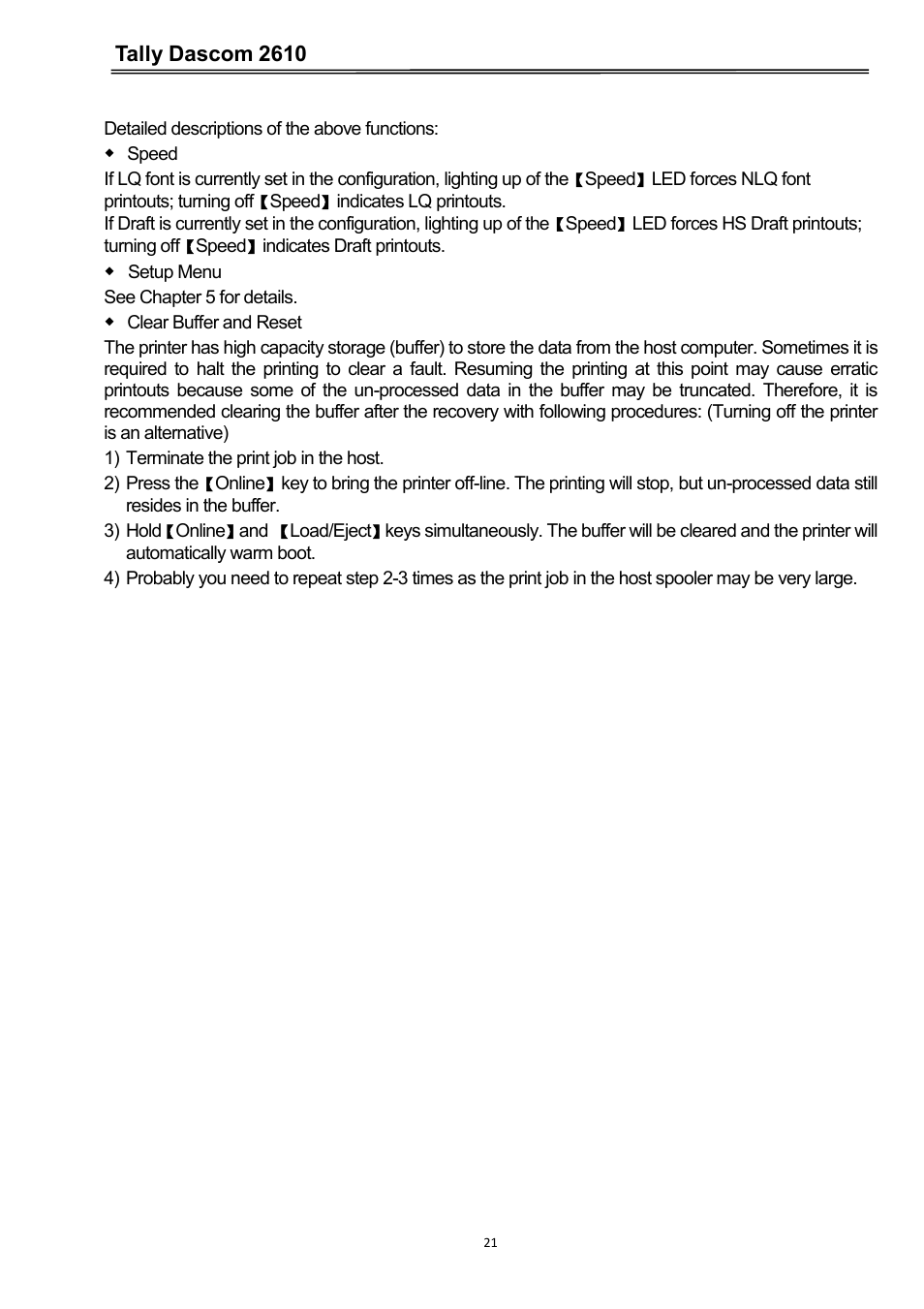 Tally dascom 2610 | Dascom 2600 User Guide User Manual | Page 34 / 133