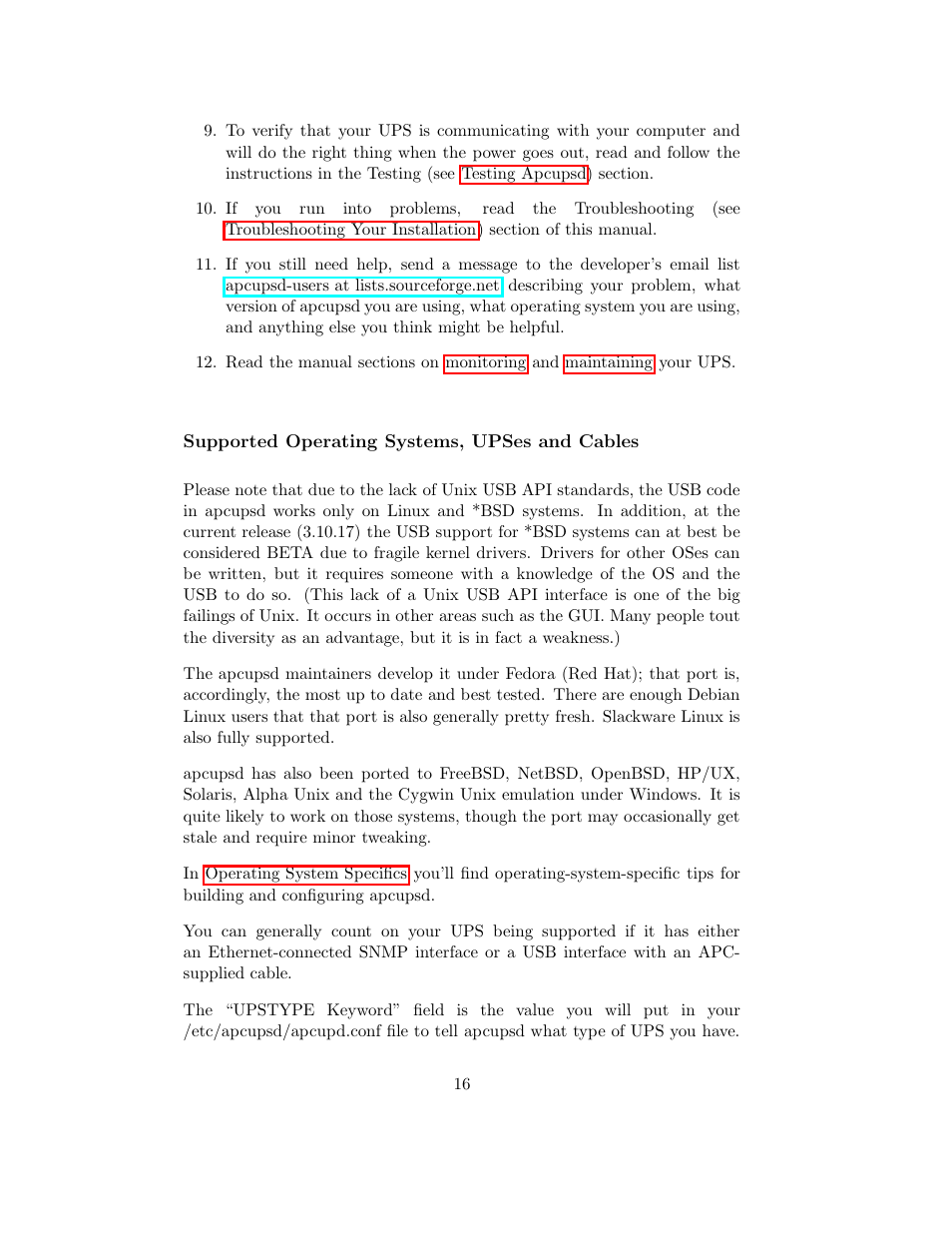 Supported operating systems, upses and cables, Supported ups models | APC UPS control system User Manual | Page 17 / 233