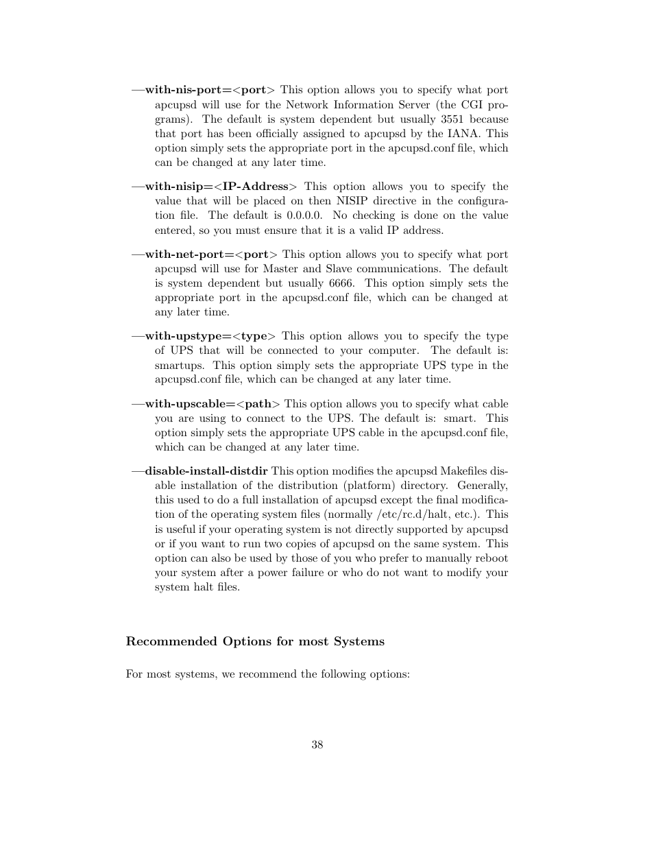 Recommended options for most systems | APC UPS control system User Manual | Page 39 / 233