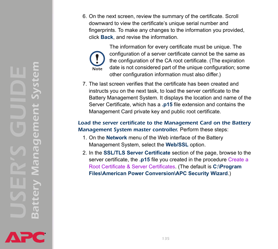 User’s guide, Battery management system | APC Battery Management System User Manual | Page 142 / 194