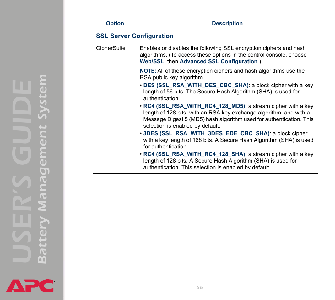 User’s guide, Battery management system | APC Battery Management System User Manual | Page 63 / 194