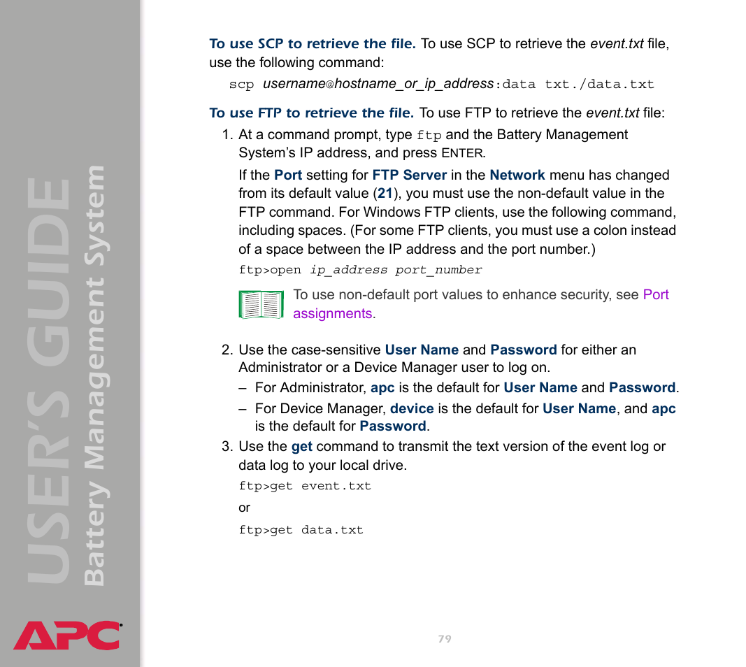 User’s guide, Battery management system | APC Battery Management System User Manual | Page 86 / 194