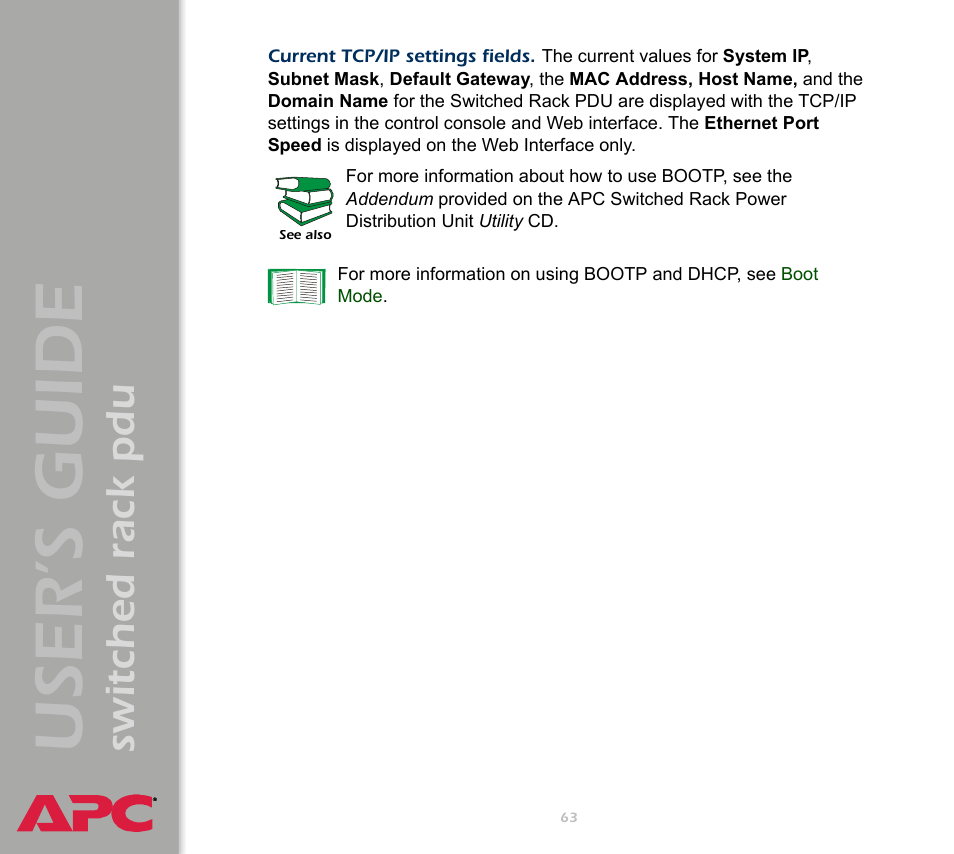 User ’s guide, Switched rack pdu | APC Switched Rack Power Distribution Unit (PDU) User Manual | Page 67 / 93